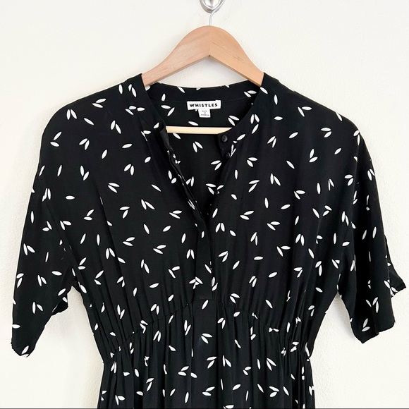 WHISTLES Eva Camilla Printed High Low Midi Dress in Black - Picture 5 of 9